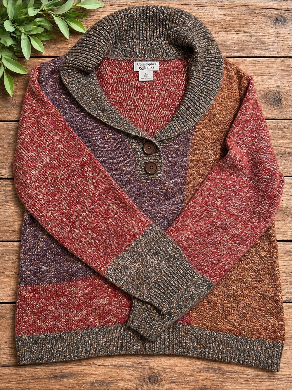Christopher & Banks women’s Multicolor Shawl Collar Sweater xl